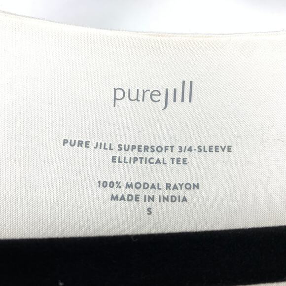 J.Jill Pure Jill Supersoft 3/4 Sleeve Elliptical Tee Womens Sz Small Cream White - Picture 5 of 5